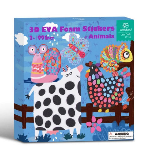 TOOKYLAND 3D EVA Animal Foam Stickers 900 foam sticker, 8 animal board