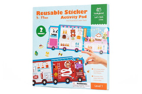 Tookyland Reusable Sticker Activity Pad - Ice cream shop / fireman