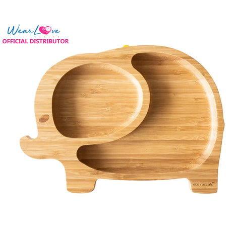 Eco Rascals (Elephant shaped bamboo suction Plate - two section plate for toddler and kids)