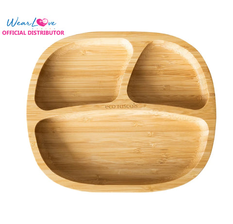 Eco Rascals (Bamboo Suction Plate for Toddlers - Three sections perfect for fussy eaters)