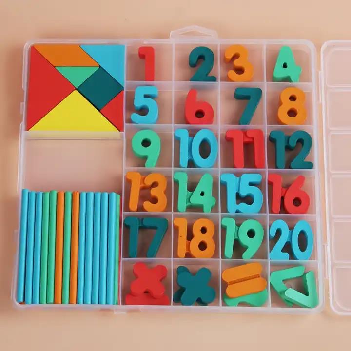 Math Manipulative (Counting sticks, wooden number and Mini Tangram)