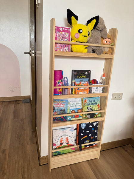 Wooden Slim Front Facing Storage / Bookshelf 4 tier