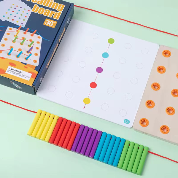 EducratePH Beading Board Pattern Game | Fine Motor Skills & Color Matching | Threading Peg Board Activity Set