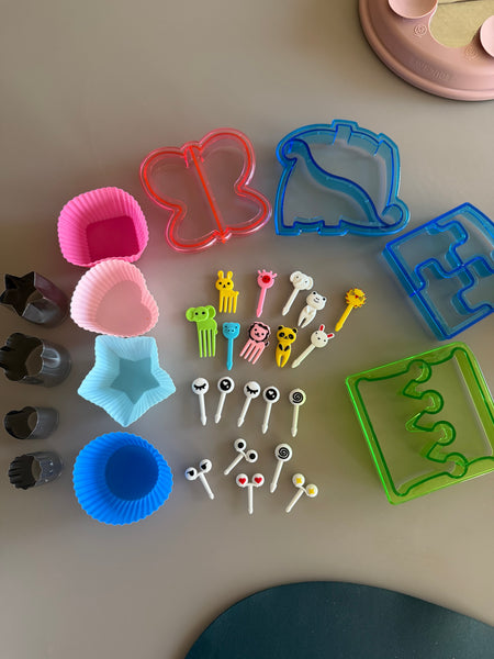 EducratePH Bento AccesoriesFood Picks & Lunch Decorating Set for Kids | Sandwich Cutter Mold | Food Picks | Silicone Cups | Lunchbox Accessories