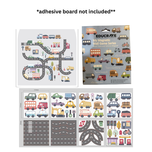 EducratePH Flexible Magnetic Wall Games | Road Track OR Dress Up Magnets | Reusable Kids Magnetic Play Set
