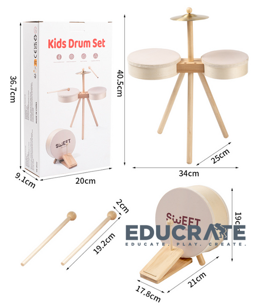 Kids Wooden Drum Set with Cymbal & Pedal