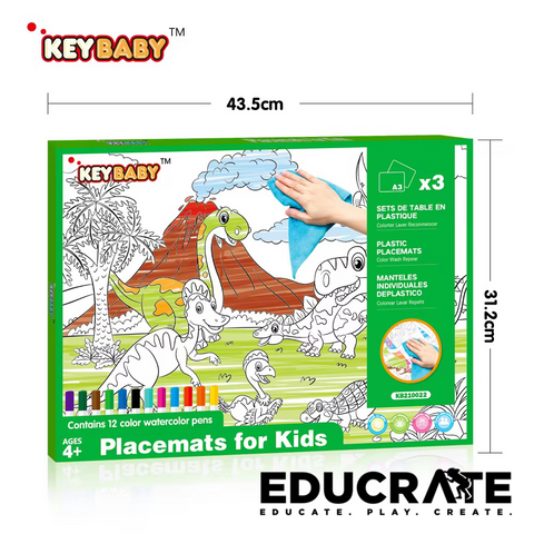 Keybaby 3pcs Drawing Placemat for Kids Feeding and Arts