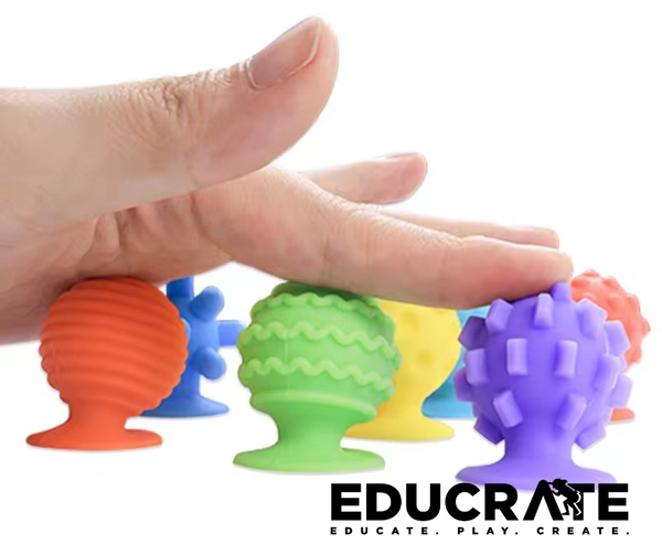 Educrateph Textured Suction Sensory Balls – 8pcs Set | Fine-Motor Play Tactile Learning