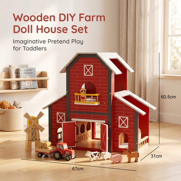 EducratePH Farm Barn Playset with Animal Figures, Farmer, Tractor & Farm Accessories | Pretend Play Toy for Kids