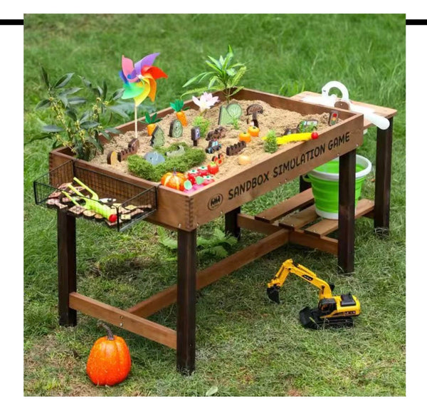 EducratePH Sandbox Table for Kids | Outdoor Sensory Play Sand Table | Wooden Storage & Accessories