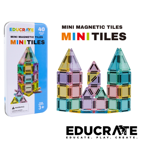 EducratePH Mini Magnetic Tiles 40pc Set with Travel Tin Case