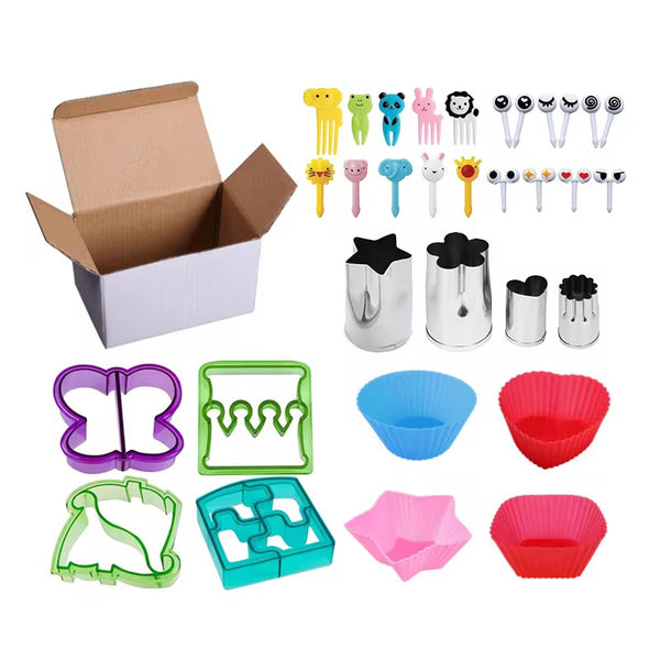 EducratePH Bento AccesoriesFood Picks & Lunch Decorating Set for Kids | Sandwich Cutter Mold | Food Picks | Silicone Cups | Lunchbox Accessories