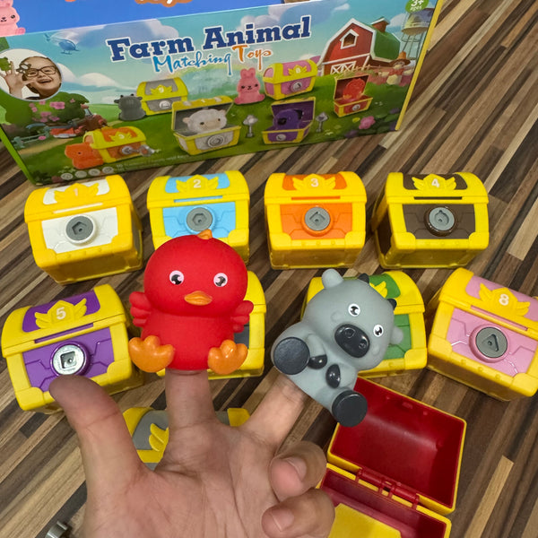 Peekaboo Animal Treasure Chest with Key | Matching Color Animal Shape Game