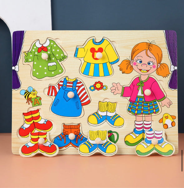 EducratePH Wooden Dressing Puzzle Board for Kids | Boy & Girl Version | Fine Motor & Life Skills Toy (3+)