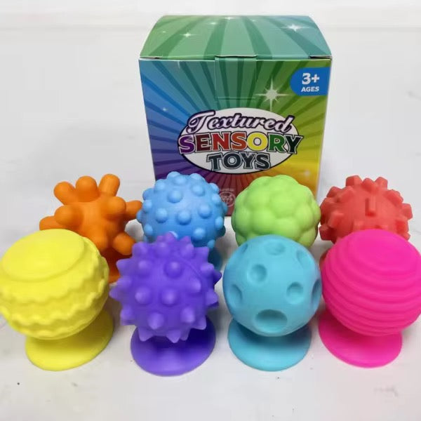 Educrateph Textured Suction Sensory Balls – 8pcs Set | Fine-Motor Play Tactile Learning