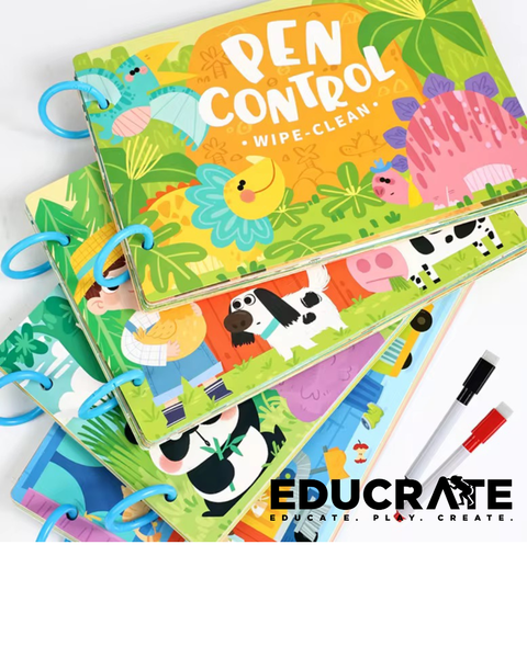 educratePH Pen Control Wipe-Clean Activity Book Set for Kids (Reusable)