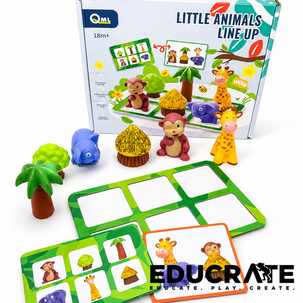 EducratePh Little Animals Line Up Toy | Spatial Awareness & Matching Game | 18M+ Visual Perception & Positioning Game