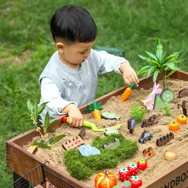 EducratePH Sandbox Table for Kids | Outdoor Sensory Play Sand Table | Wooden Storage & Accessories