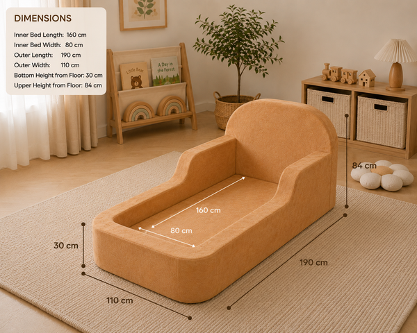 EducratePH Fully Cushioned Toddler Floor Bed | Soft Play Couch Bed for Kids | Waterproof Topper | Kids Bed