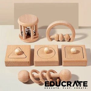 Montessori Wooden Toy Set – 6-Piece Sensory Learning Kit for Babies & Toddlers