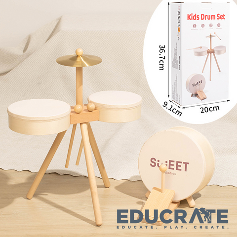 Kids Wooden Drum Set with Cymbal & Pedal