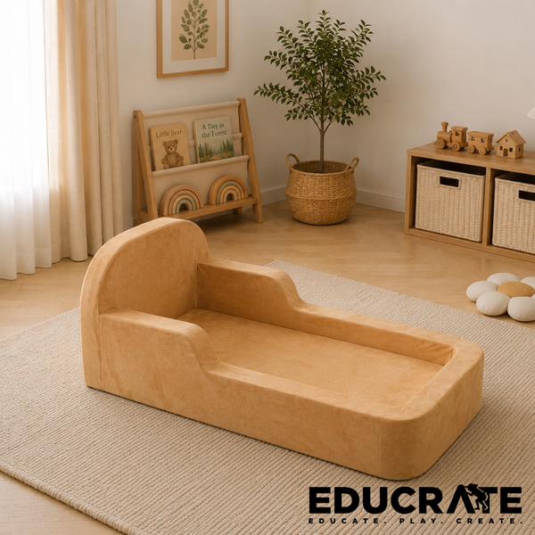 EducratePH Fully Cushioned Toddler Floor Bed | Soft Play Couch Bed for Kids | Waterproof Topper | Kids Bed