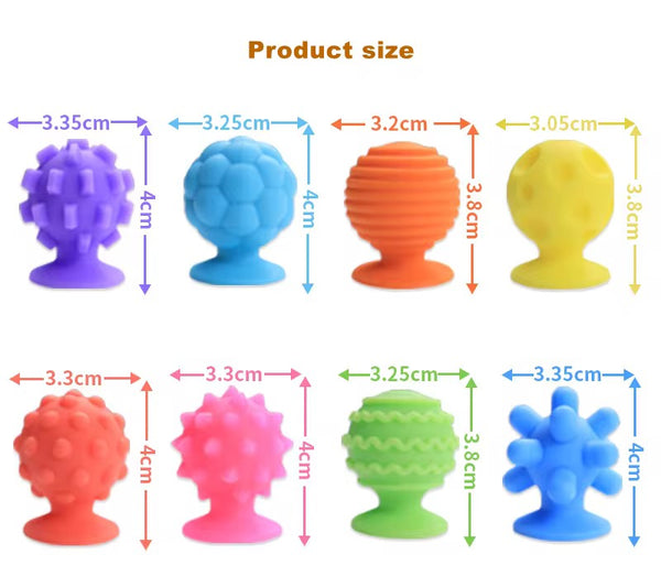 Educrateph Textured Suction Sensory Balls – 8pcs Set | Fine-Motor Play Tactile Learning