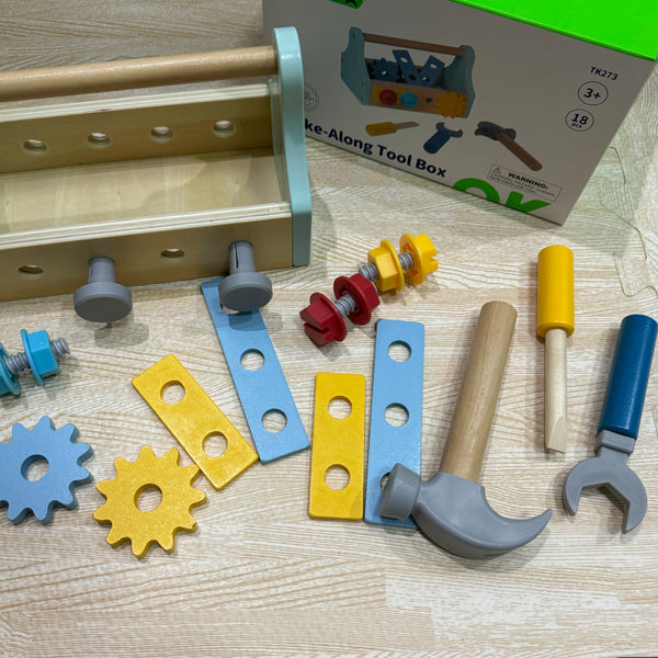 Tooky Toy Take-A-long Tool Box for toddler hammer screw TK273