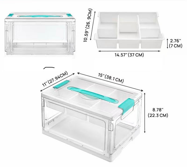 EducratePH Multi-Purpose Clear Storage Box with Removable Compartment Tray | Toy, Art & Craft Organizer