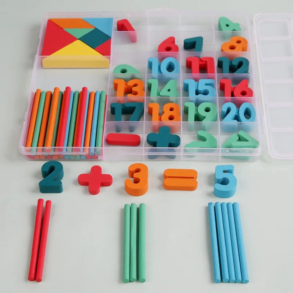 Math Manipulative (Counting sticks, wooden number and Mini Tangram)