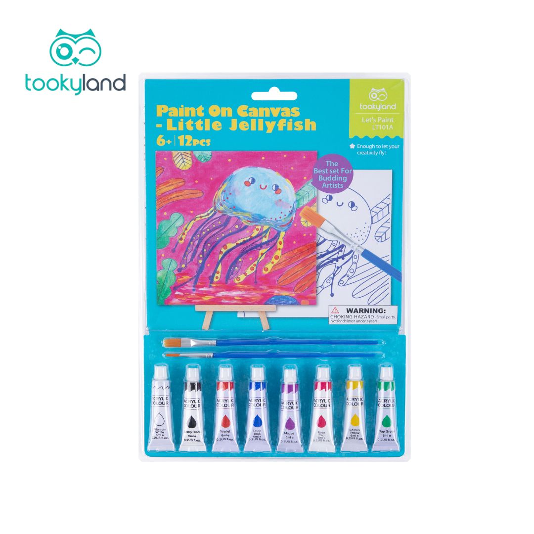 Tookyland Paint On Canvass - Little Jelly Fish Acrylic Paint Gift for Kids