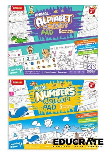 Keybaby Alphabet Or Numbers Sticker Activity Pad (COLOR, MATCH, TRACE AND WRITE)