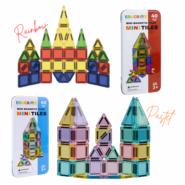 EducratePH Mini Magnetic Tiles 40pc Set with Travel Tin Case