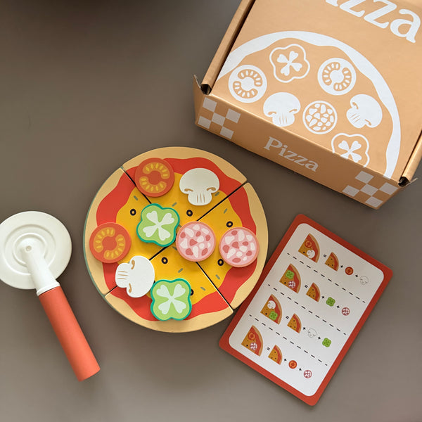 Hi Pando Kids Wooden Pizza Cutting Set | Pretend Play Pizza Making & Cooking Toy by EducratePH