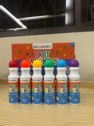 EducratePH 60ml Dot Markers for Kids | Washable & Non-Toxic | Art Craft Activity Set (6 Colors)