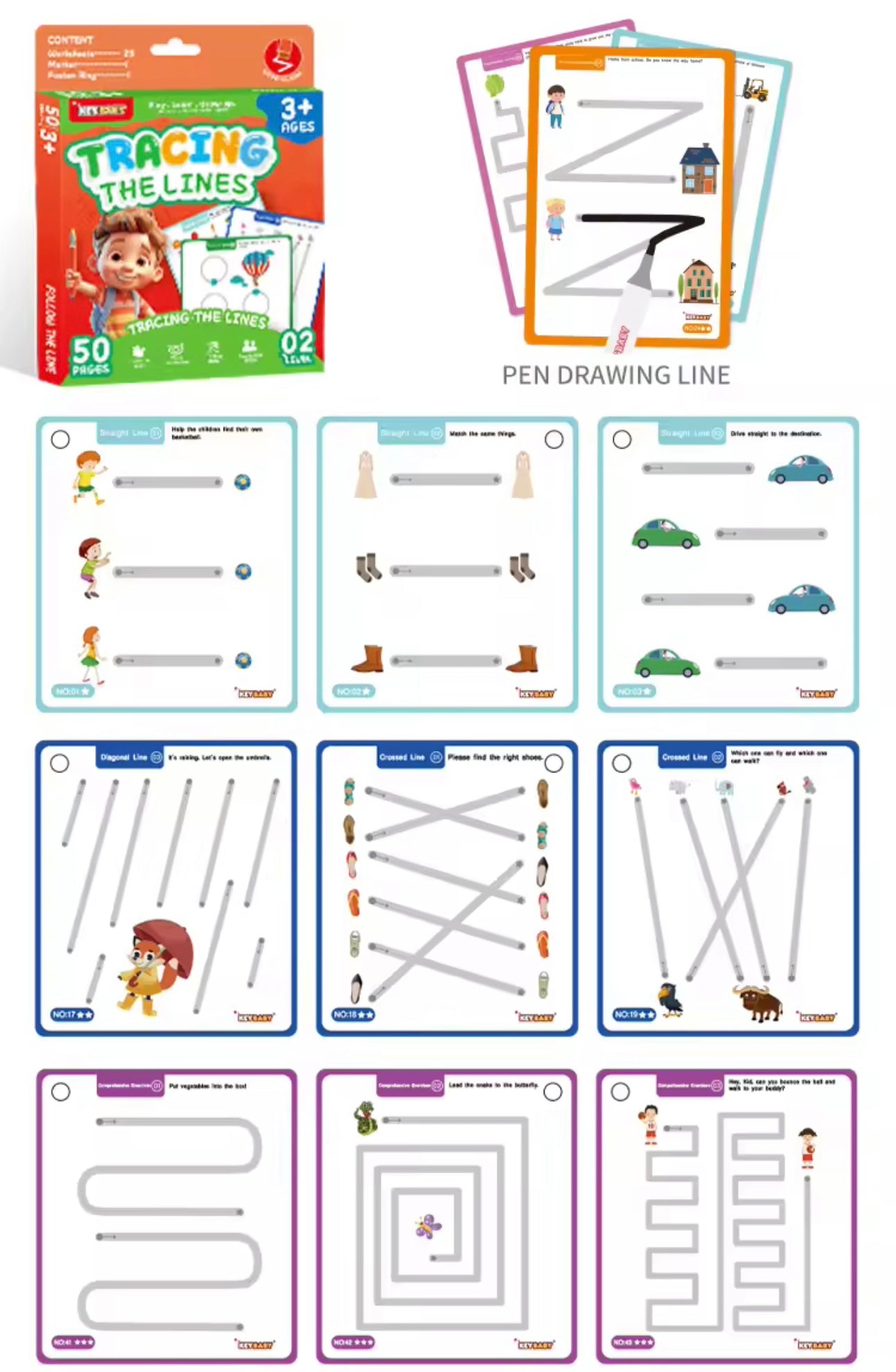 KeyBaby Advanced Pen Control Training Activity Book– Learning Books for Ages 3+ | Dot to Dot Tracing Preschool