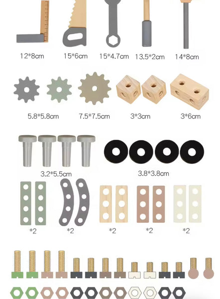 EducratePH Wooden Handy Builder Cart – Pretend Play Workbench for Kids wooden tool table