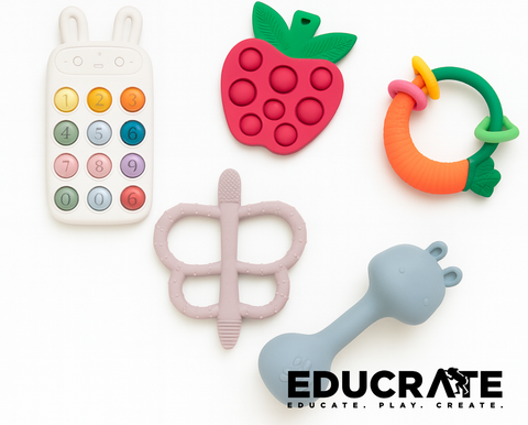 EducratePH Food-Grade Silicone Baby Teether Set | BPA-Free 0–12 Months