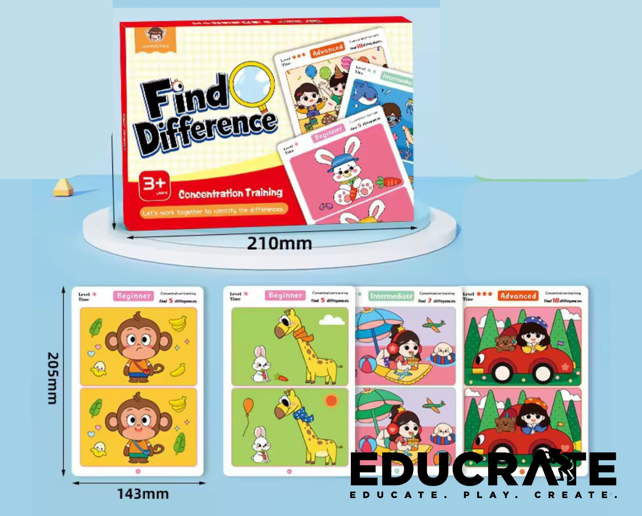 Spot the Difference / Find the Difference Activity Cards 64 Pages – Reusable Spot the Difference Book for Kids
