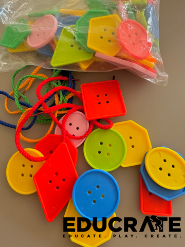 58pcs Threading Colorful Buttons Lacing
