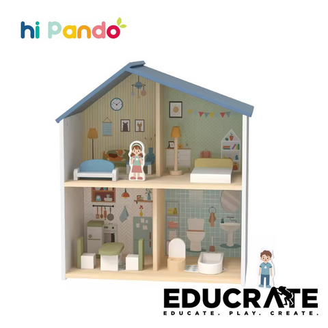 Hi Pando Wooden Dollhouse Playset – 13pcs | EducratePH