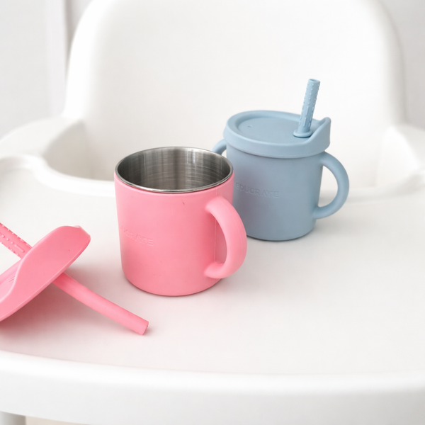 EducratePH Stainless Steel Training Cup with Silicone Sleeve & Straw Lid (For Toddlers & Kids)