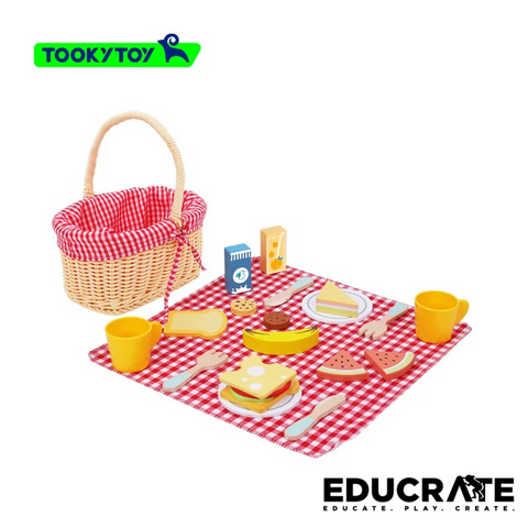 Tooky land Traditional Picnic Basket Pretend Play Toy (TK454)