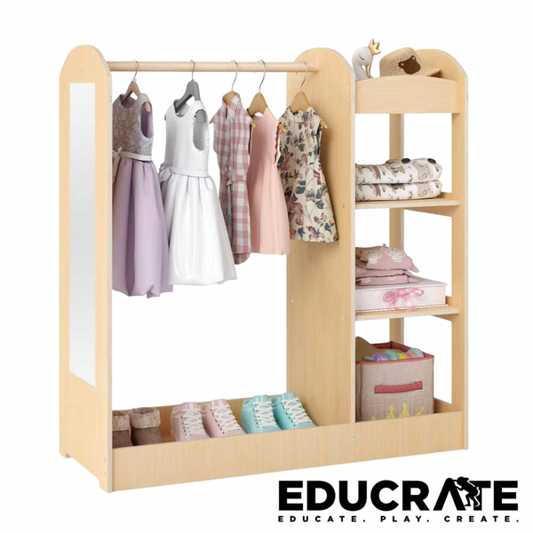 EducratePH Montessori Toddler Closet with Mirror & Open Shelves / kids wardrobe