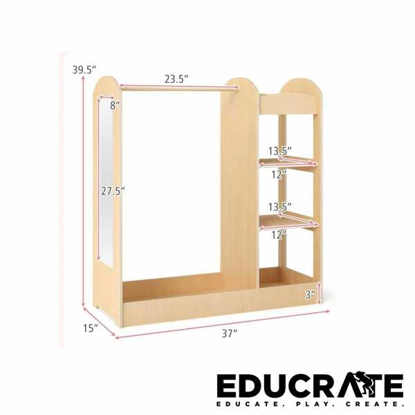 EducratePH Montessori Toddler Closet with Mirror & Open Shelves / kids wardrobe
