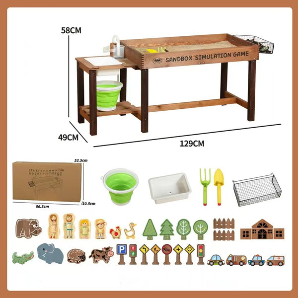EducratePH Sandbox Table for Kids | Outdoor Sensory Play Sand Table | Wooden Storage & Accessories