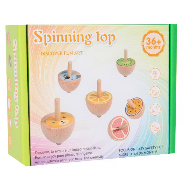 EducratePH Classic Wooden Spinning Tops for Kids