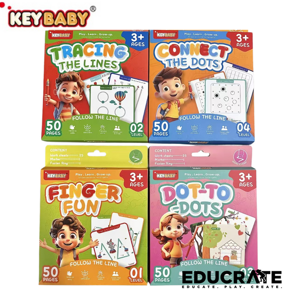 KeyBaby Advanced Pen Control Training Activity Book– Learning Books for Ages 3+ | Dot to Dot Tracing Preschool