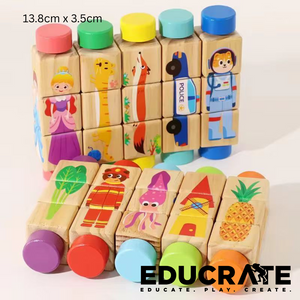 Wooden Rotating Puzzle Blocks – 13.8 cm 6M+