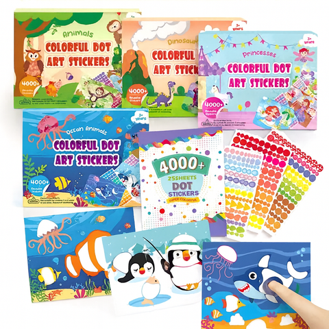 Colorful Dot Art Sticker Books – 4000+ Stickers | 25 Sheets | Fun Educational Activity for Kids